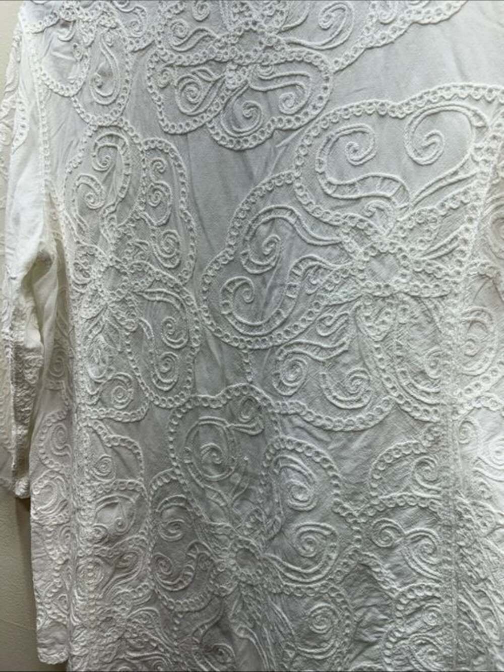 Chico's White Embroidered Scoop-Neck Blouse - Picture 10 of 11